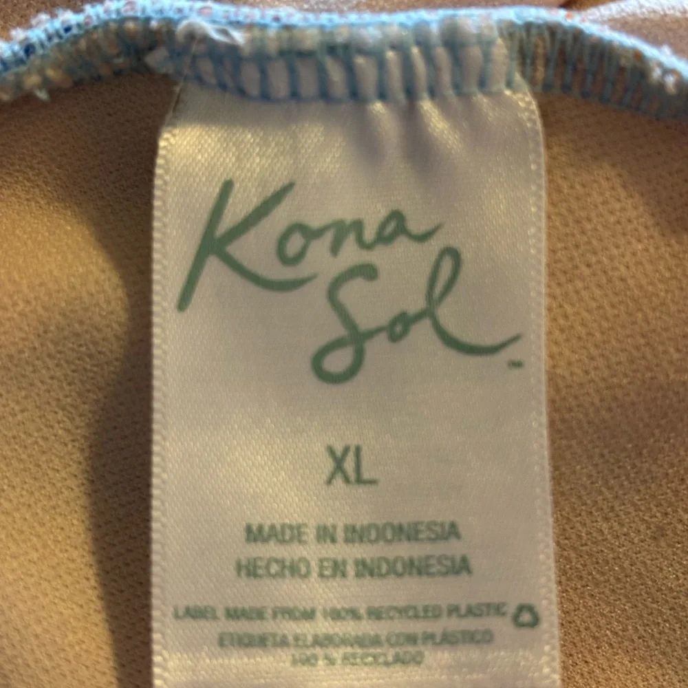 Kona Sol XL Criss Cross Floral Leaf Print V-Neck One-Piece Swimsuit - Multicolor